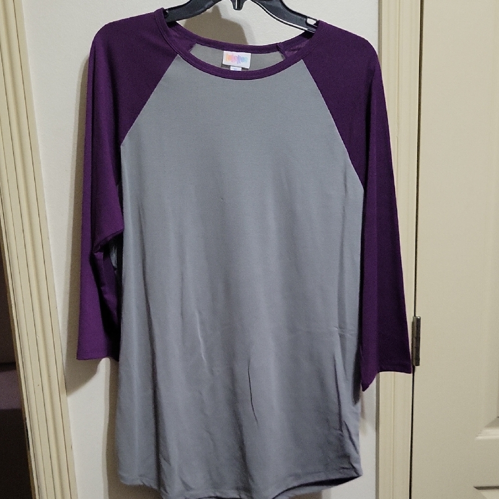 LuLaRoe Purple and Gray Long Sleeve Raglan Tee